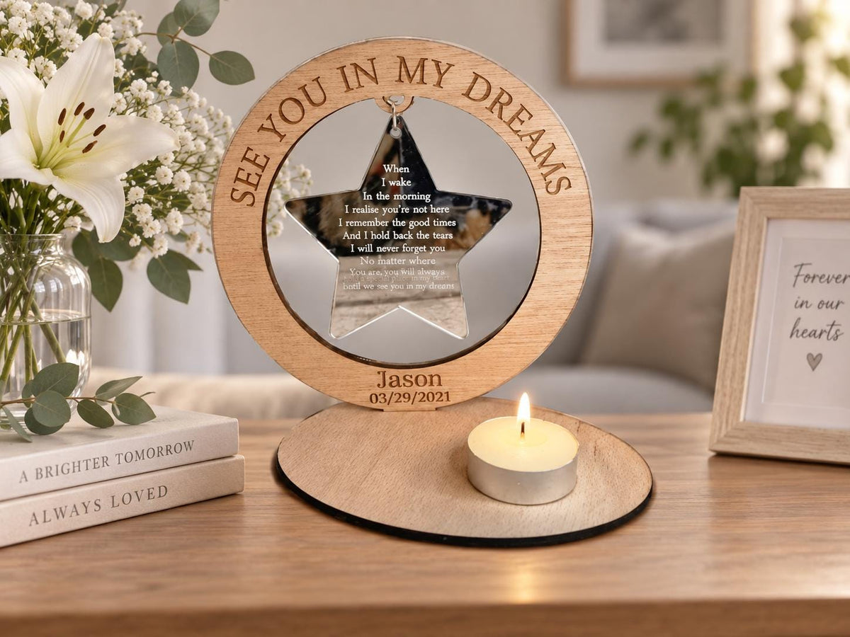 Personalised memorial candle holder with poem - Stunning remembrance item - Display - memories - Anniversary - Present - Ornament - Present