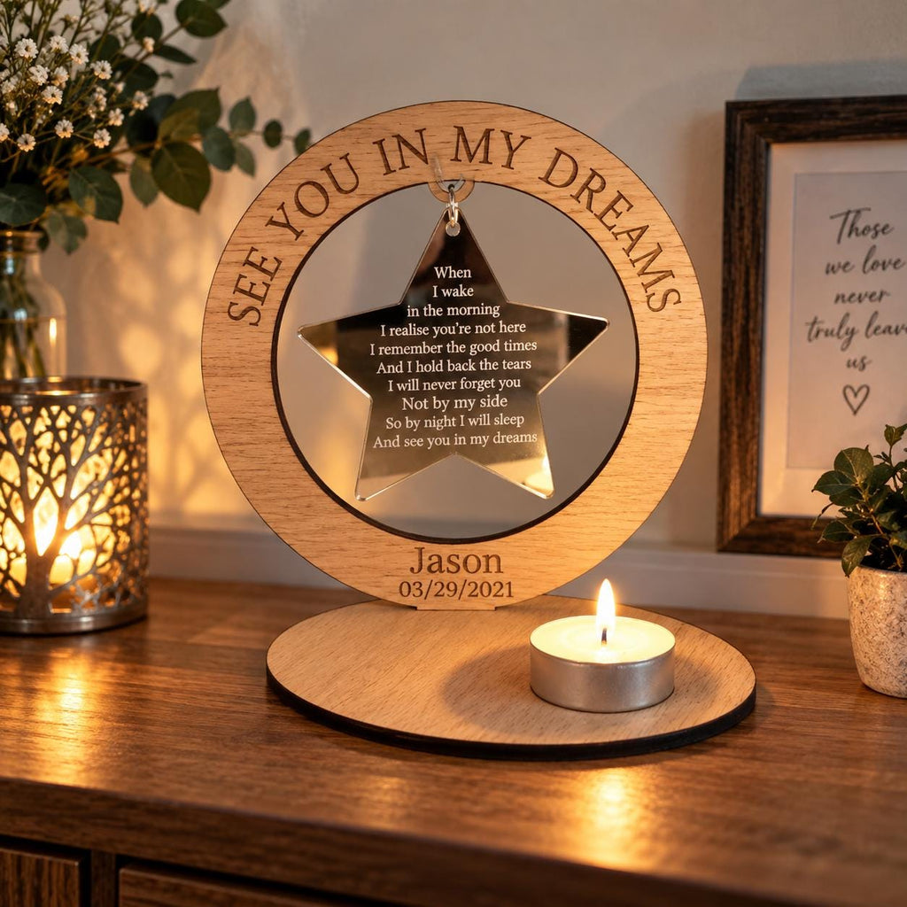 Personalised memorial candle holder with poem - Stunning remembrance item - Display - memories - Anniversary - Present - Ornament - Present