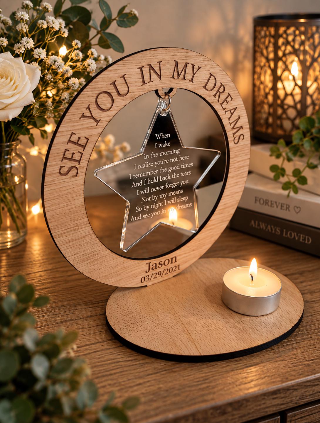 Personalised memorial candle holder with poem - Stunning remembrance item - Display - memories - Anniversary - Present - Ornament - Present