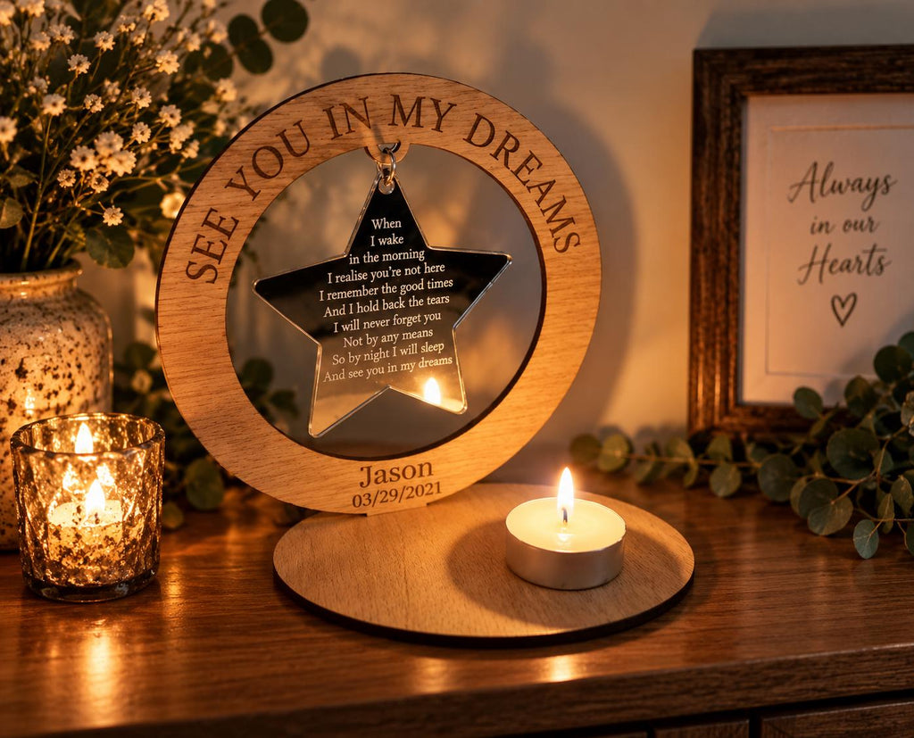 Personalised memorial candle holder with poem - Stunning remembrance item - Display - memories - Anniversary - Present - Ornament - Present