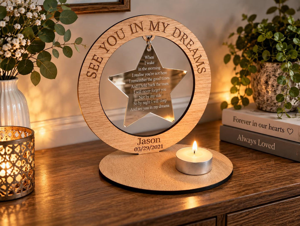Personalised memorial candle holder with poem - Stunning remembrance item - Display - memories - Anniversary - Present - Ornament - Present