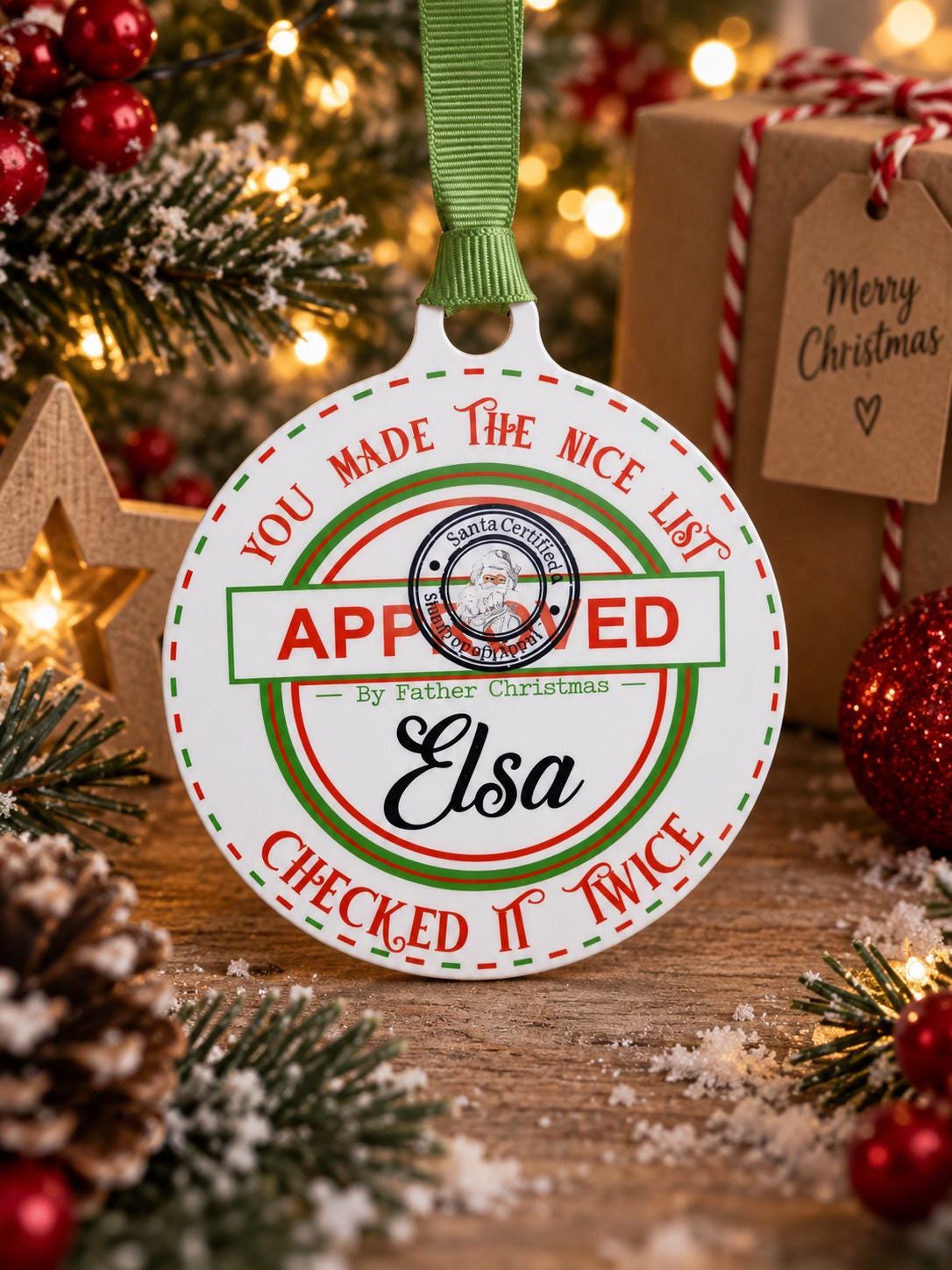 Personalised Christmas Nice List Bauble - Beautiful Xmas Eve box keepsake - Tree decor - memory - present - Decor - decoration - Children