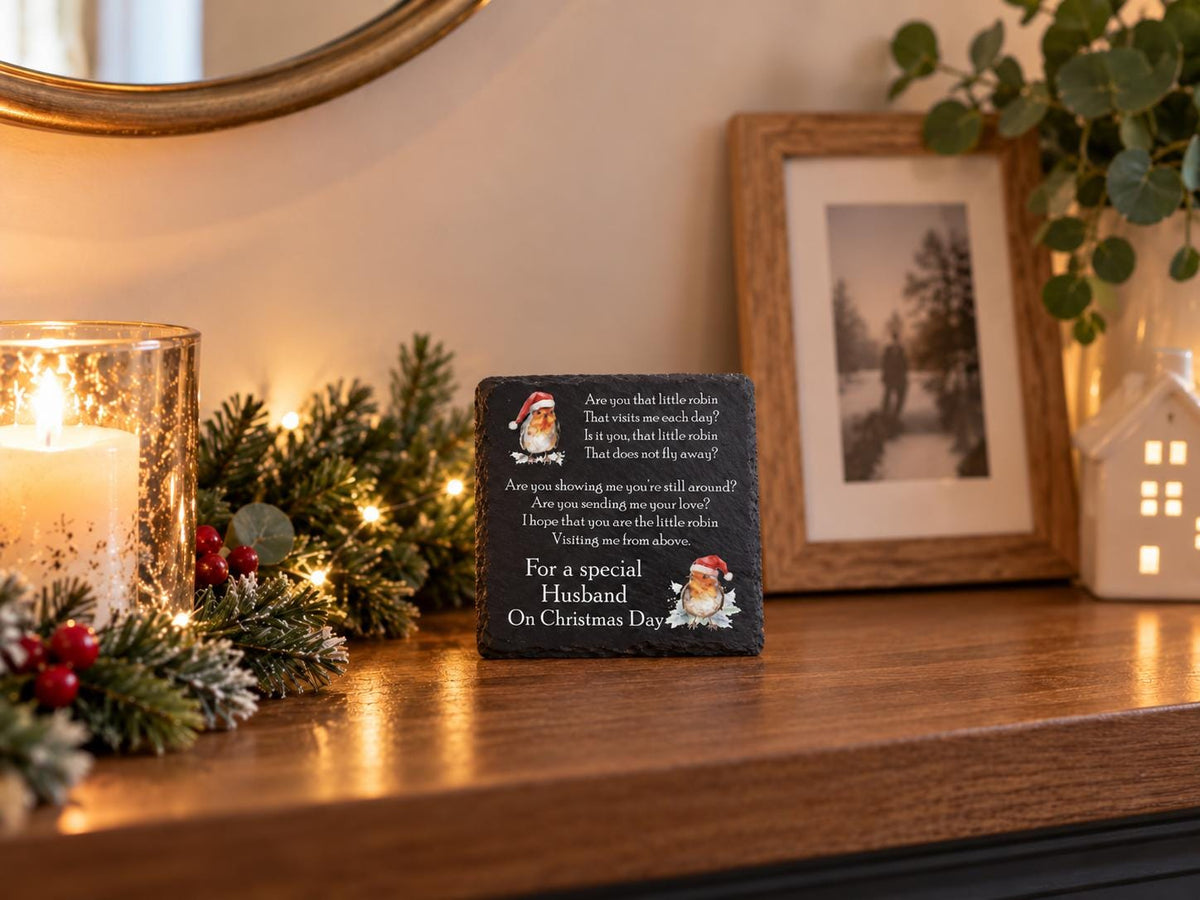 Personalised Christmas Memorial grave marker - Robin - memorial - Memory - Indoor - Outdoor - Garden - Caravan - Grave side - Gift - Urn
