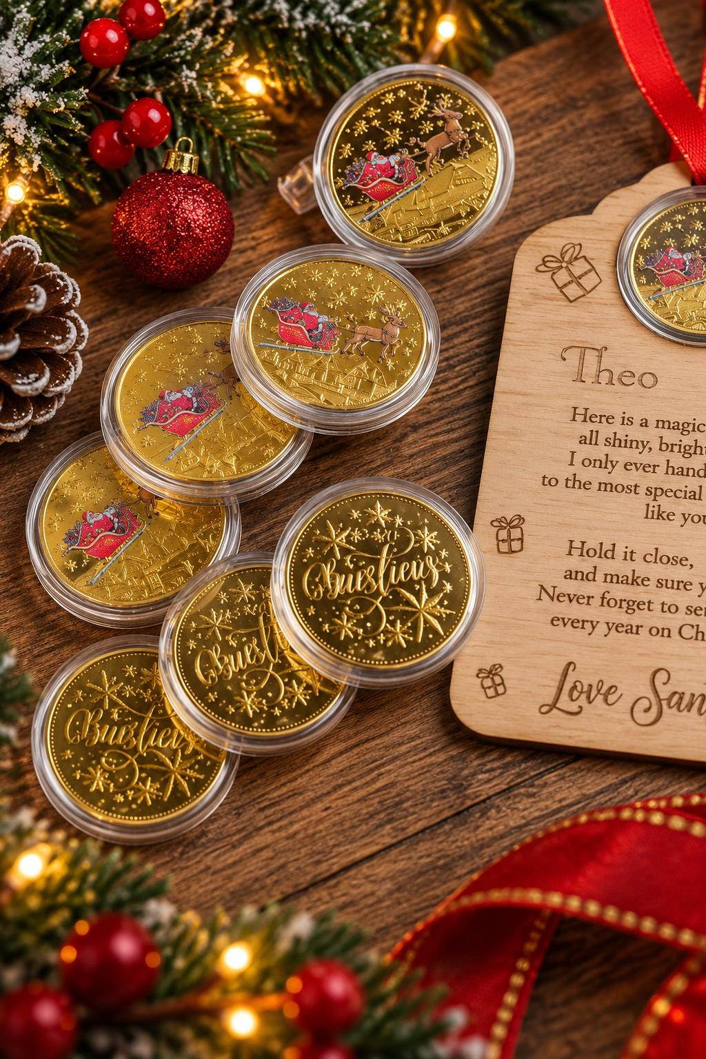 Santas Magic Coin - Personalised - great stocking filler - children's surprise - lost button - driving license - keepsake - first christmas