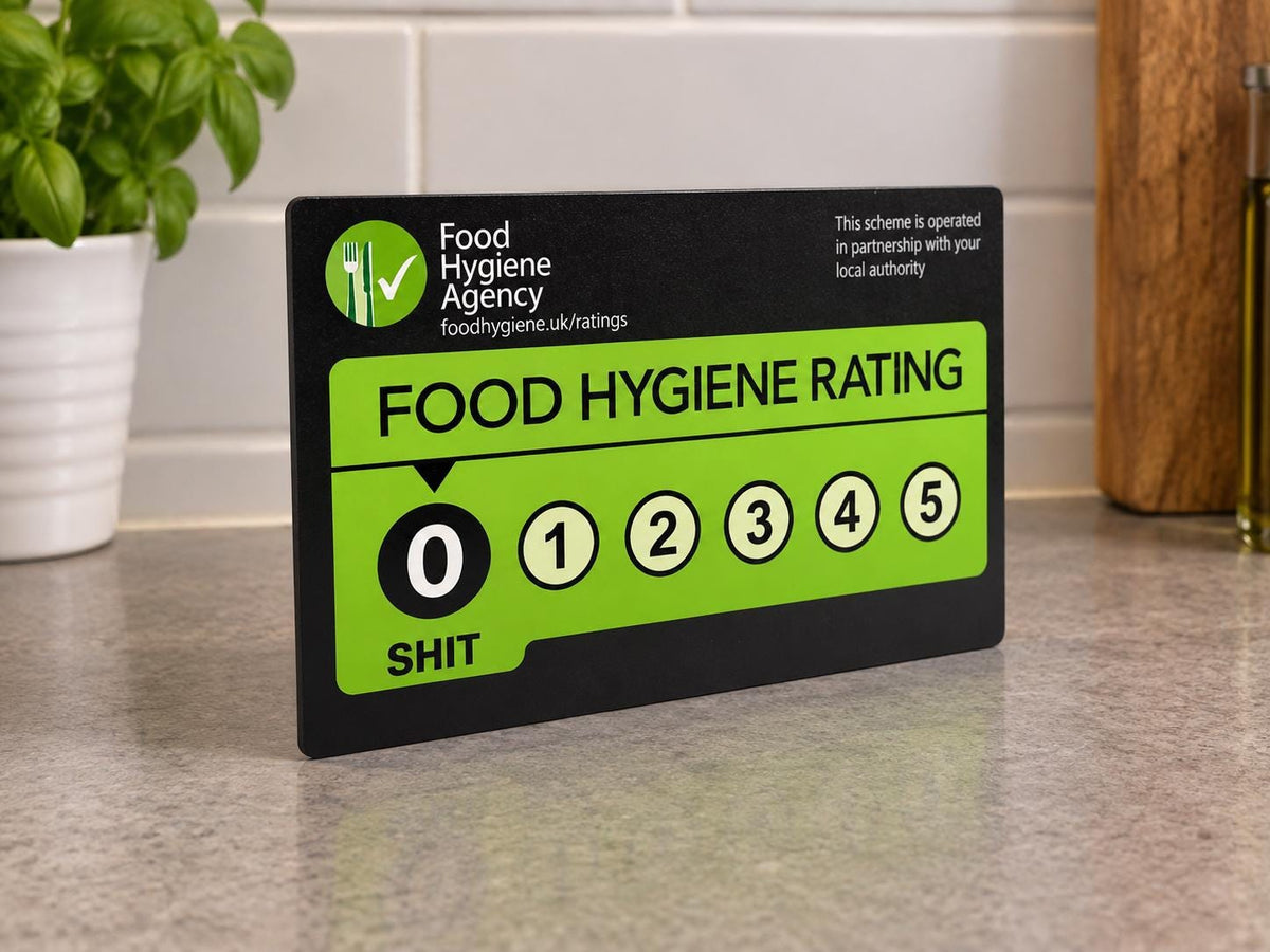 Funny food hygiene sign - Bar - home decor - Chef - boyfriend - birthday present - Secret Santa - Garden - Kitchen - Funny - Novelty - Joke
