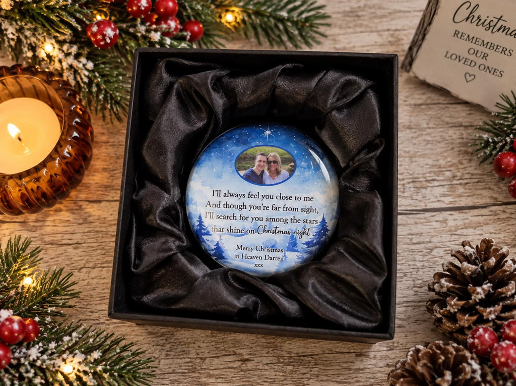 Personalised Christmas glass teardrop grave ornament - Decoration - Anniversary - Gift - Present - Unusual - Anniversary - Funeral - Office