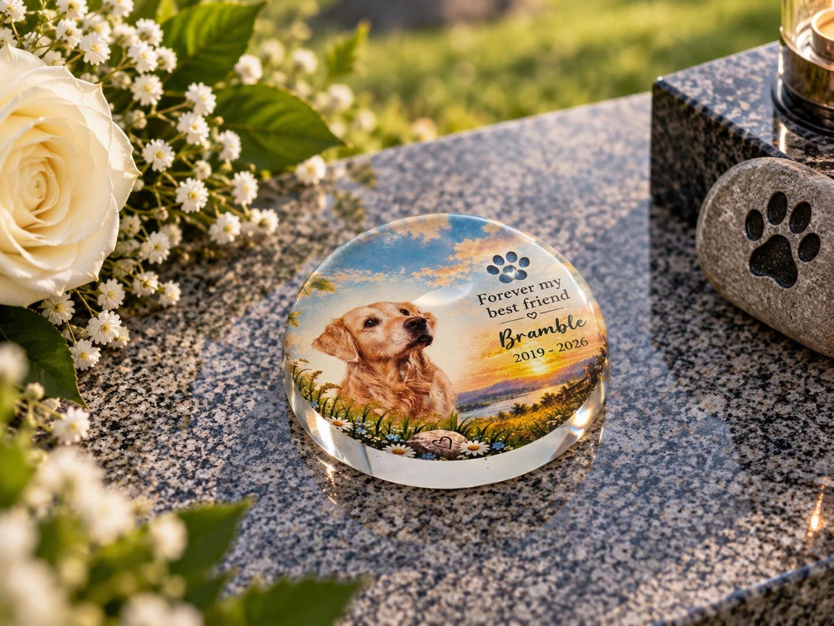 Personalised Glass Memorial Ornament with Photo | Grave Memorial Plaque | In Loving Memory Keepsake | Graveside Remembrance Gift