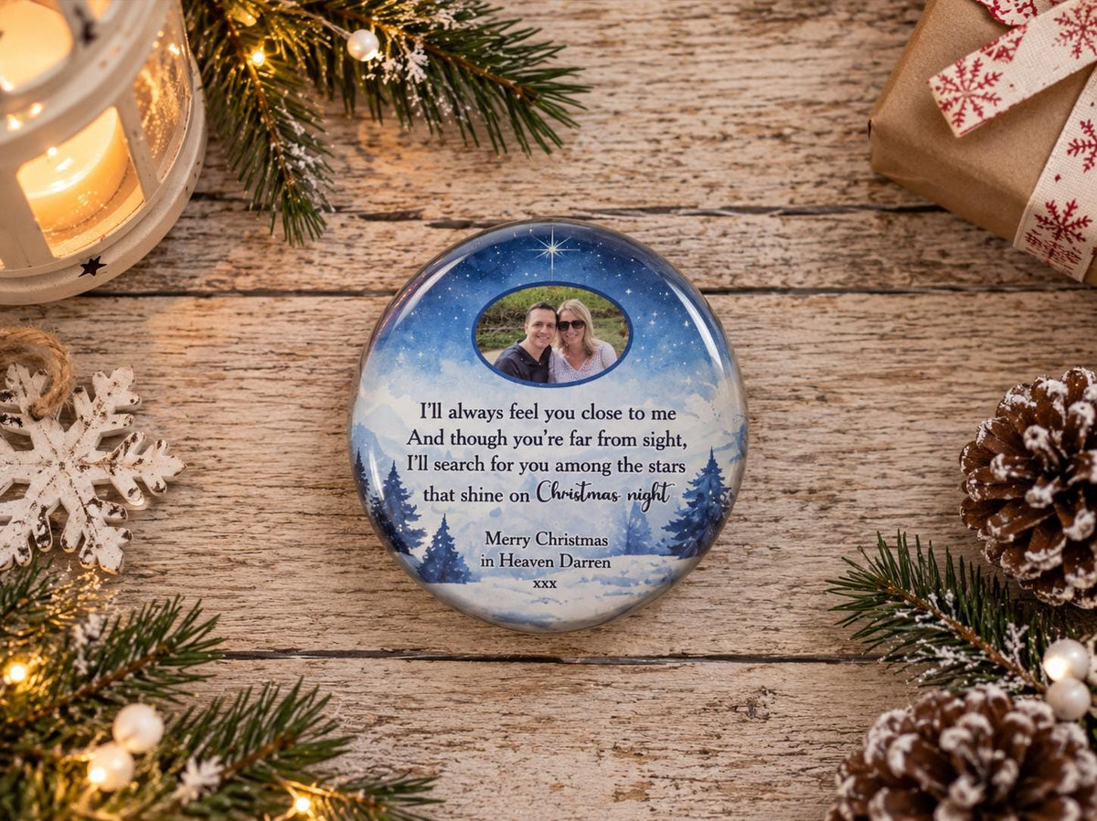 Personalised Christmas glass teardrop grave ornament - Decoration - Anniversary - Gift - Present - Unusual - Anniversary - Funeral - Office