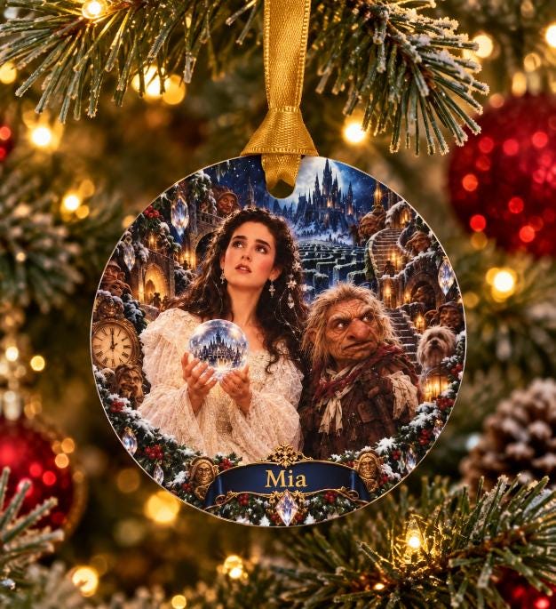 Personalised Labyrinth Inspired Christmas Bauble | Fantasy Movie Christmas Decoration | Acrylic Tree Ornament | Name Xmas Gift