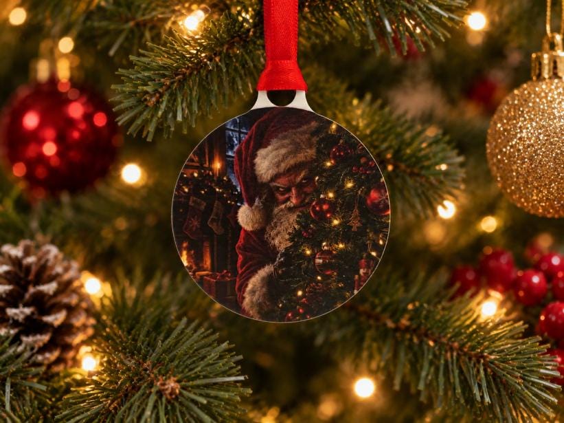 Creepy Christmas Bauble | Bad Santa Horror Christmas Decoration | Dark Christmas Tree Ornament | Gothic Xmas Bauble | Alternative Gift