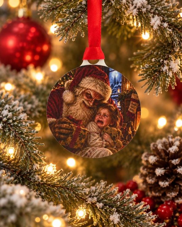 Creepy Christmas Bauble | Bad Santa Horror Christmas Decoration | Dark Christmas Tree Ornament | Gothic Xmas Bauble | Alternative Gift