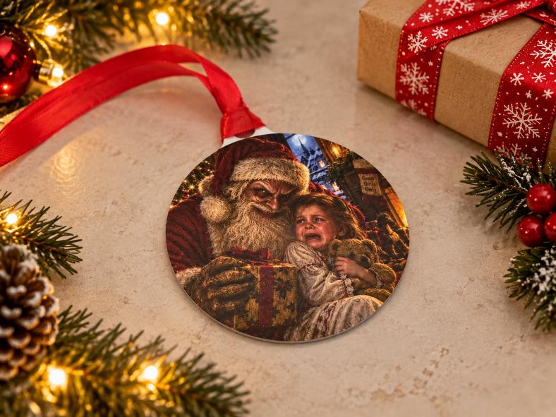 Creepy Christmas Bauble | Bad Santa Horror Christmas Decoration | Dark Christmas Tree Ornament | Gothic Xmas Bauble | Alternative Gift
