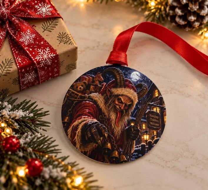 Creepy Krampus Christmas Bauble | Horror Xmas Tree Decoration | Sinister Krampus Ornament | Dark Gothic Christmas Gift