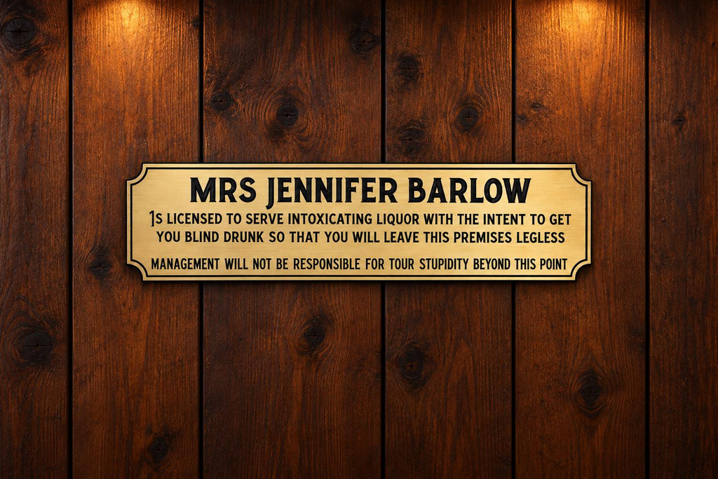 Personalised license to serve alcohol sign - Novelty - Home bar - Perfect gift - Kitchen - dining room - Garden bar - Hot tub - Beer - Gin