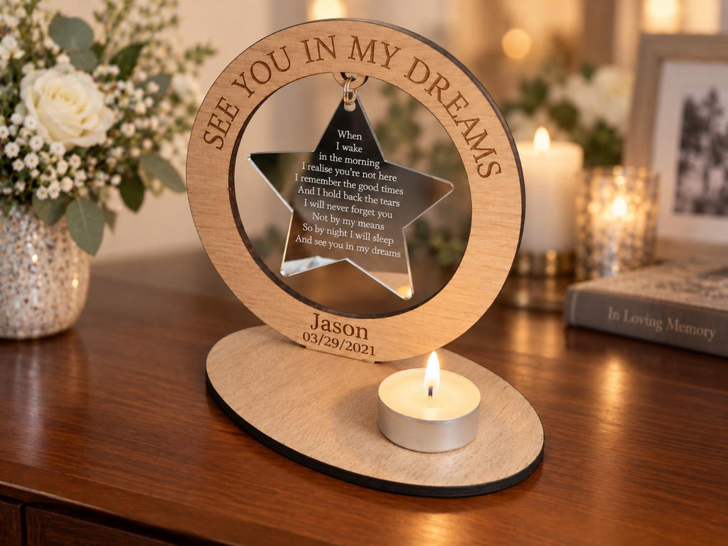 Personalised memorial candle holder with poem - Stunning remembrance item - Display - memories - Anniversary - Present - Ornament - Present