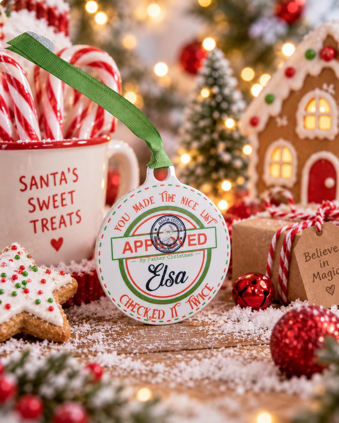 Personalised Christmas Nice List Bauble - Beautiful Xmas Eve box keepsake - Tree decor - memory - present - Decor - decoration - Children