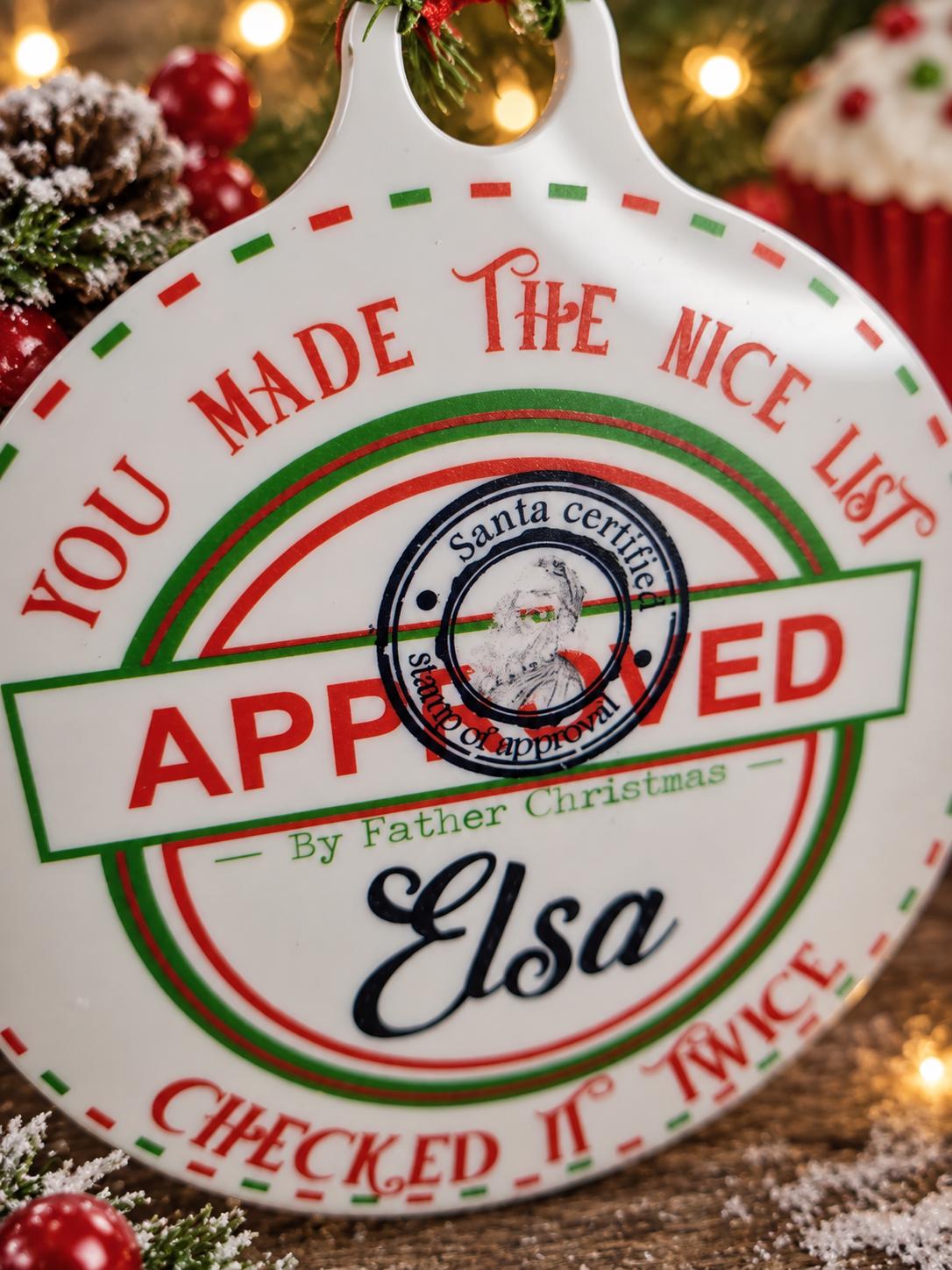 Personalised Christmas Nice List Bauble - Beautiful Xmas Eve box keepsake - Tree decor - memory - present - Decor - decoration - Children