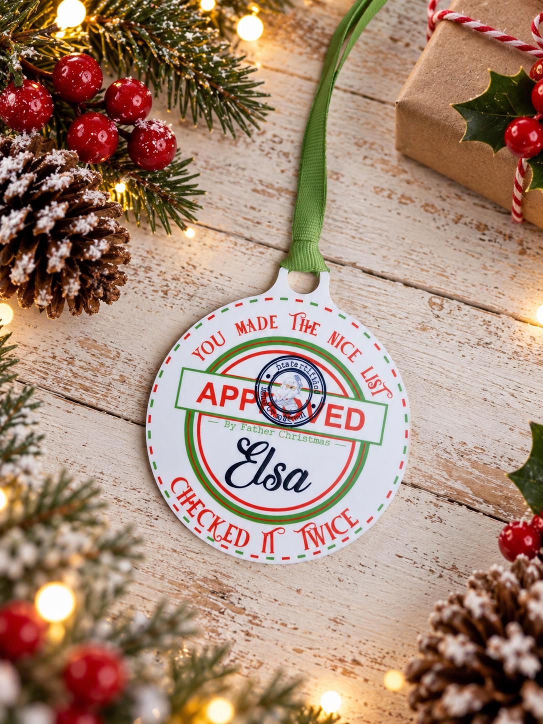 Personalised Christmas Nice List Bauble - Beautiful Xmas Eve box keepsake - Tree decor - memory - present - Decor - decoration - Children