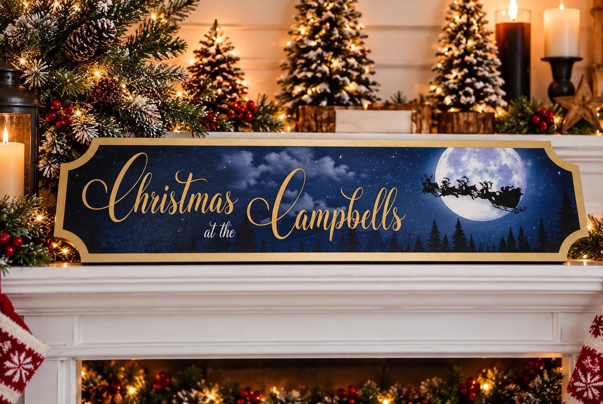 Personalised Christmas at the Family Name Sign - Christmas decor - Decoration - Plaque - Street sign - Railway - Xmas - Gift - Present