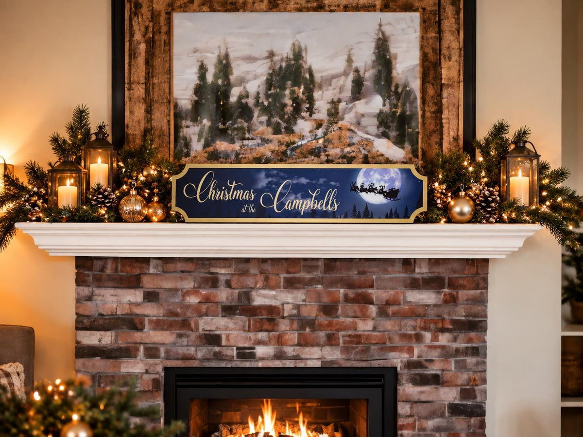 Personalised Christmas at the Family Name Sign - Christmas decor - Decoration - Plaque - Street sign - Railway - Xmas - Gift - Present