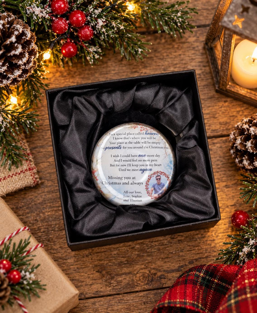 Personalised Christmas glass teardrop grave ornament - Decoration - Anniversary - Gift - Present - Unusual - Anniversary - Funeral - Office