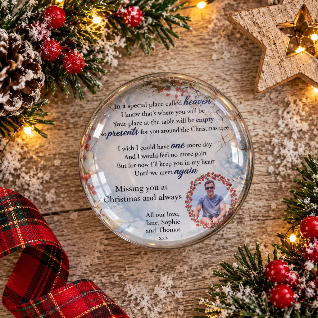 Personalised Christmas glass teardrop grave ornament - Decoration - Anniversary - Gift - Present - Unusual - Anniversary - Funeral - Office
