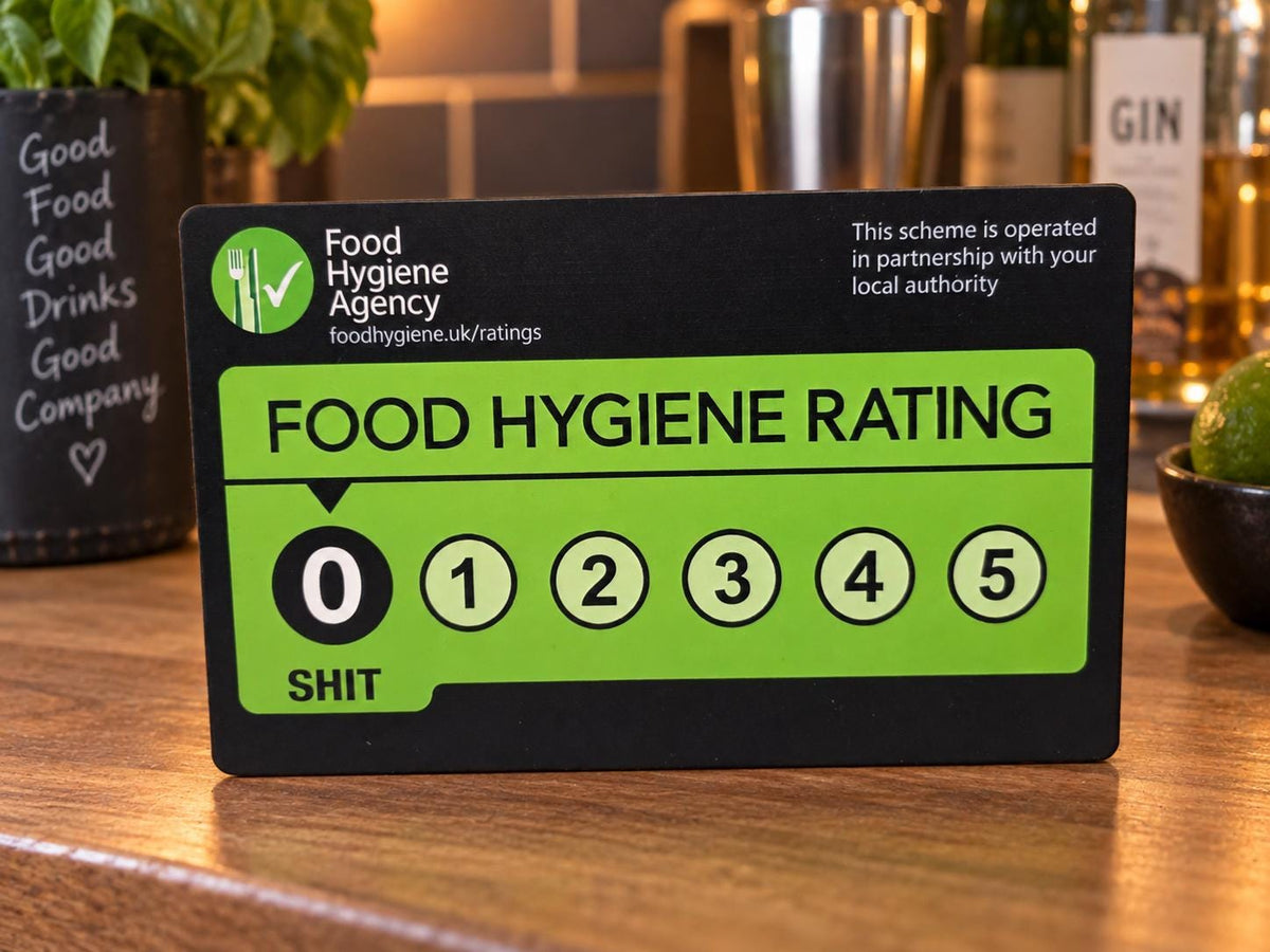Funny food hygiene sign - Bar - home decor - Chef - boyfriend - birthday present - Secret Santa - Garden - Kitchen - Funny - Novelty - Joke