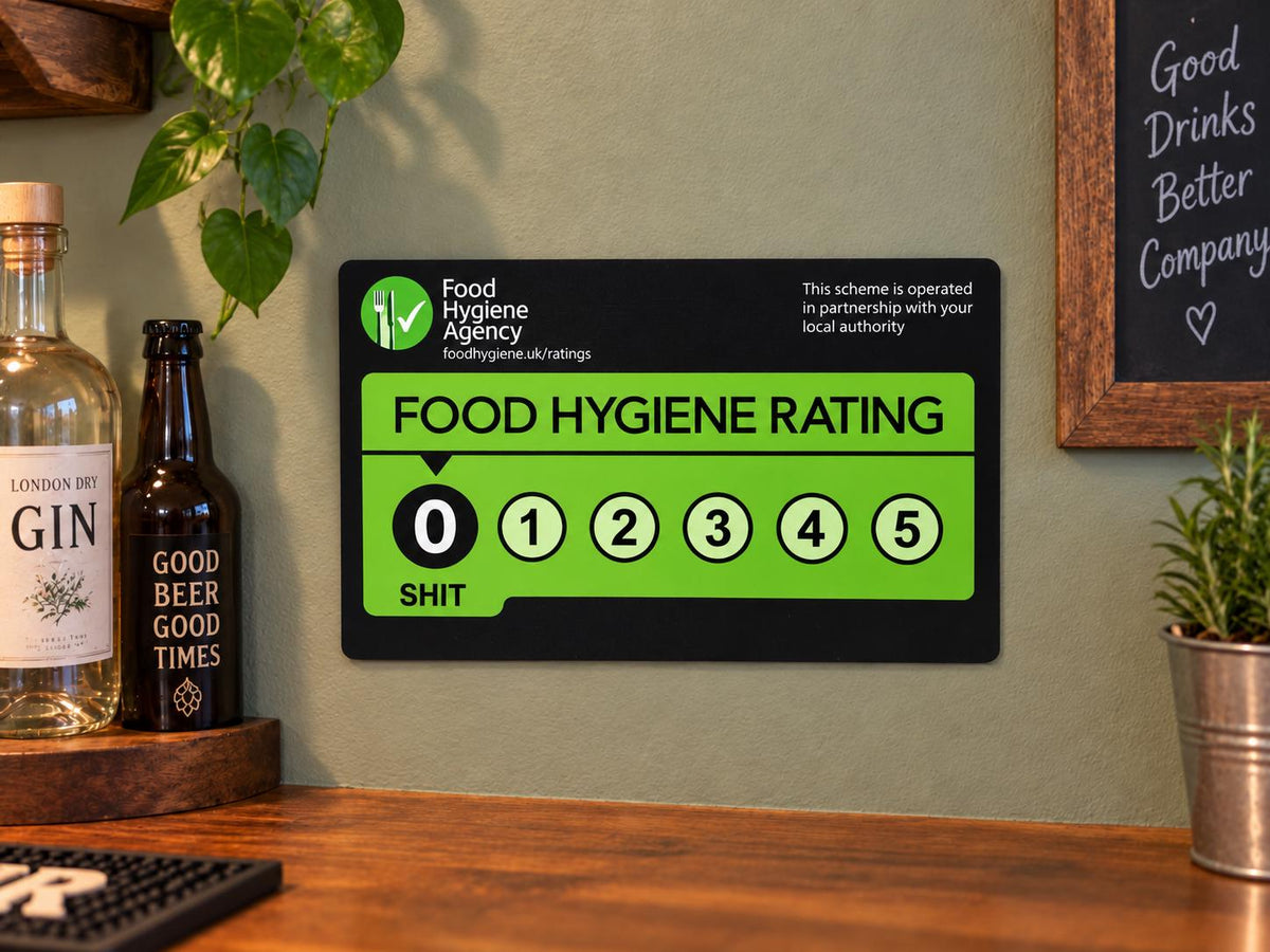 Funny food hygiene sign - Bar - home decor - Chef - boyfriend - birthday present - Secret Santa - Garden - Kitchen - Funny - Novelty - Joke